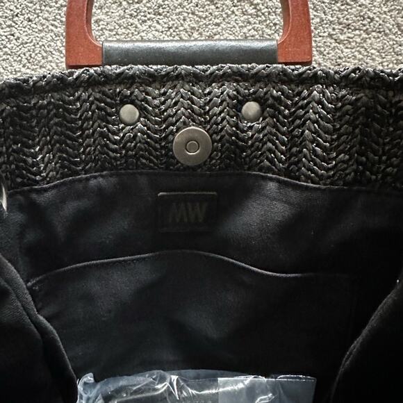 MW Most Wanted Black Straw Bag with Attachable Crossbody Strap - Picture 5 of 6